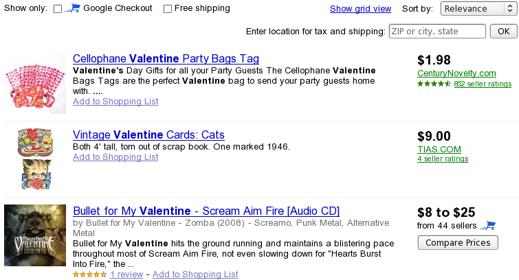 Valentines Negative Keyword Research with Google Products