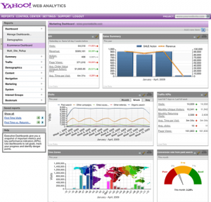 Yahoo Web Analytics Screenshots
