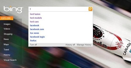 Search History support in Bing Autosuggest Search