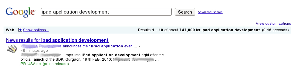 Google Search Results for ipad application development